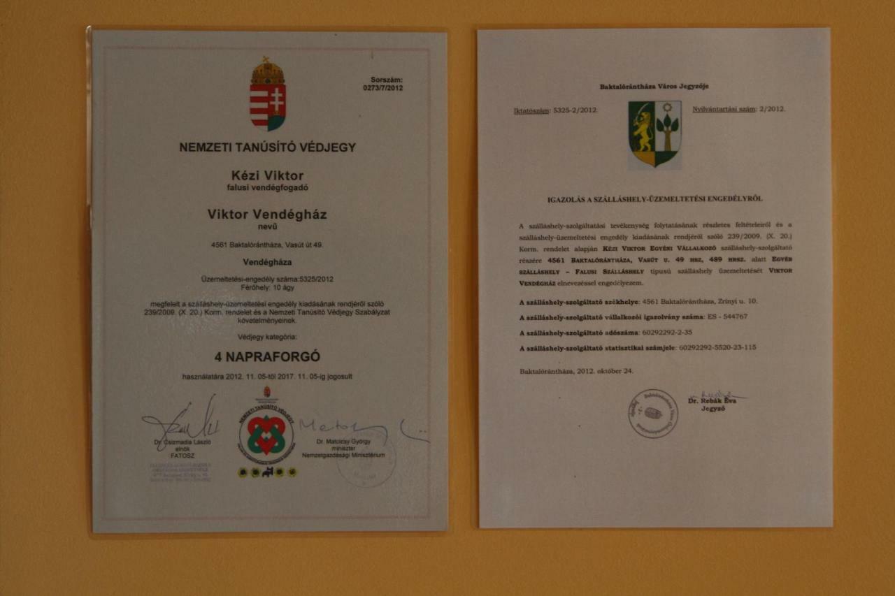 Viktor Vendeghaz Es Apartmanhaz Baktaloranthaza 外观 照片